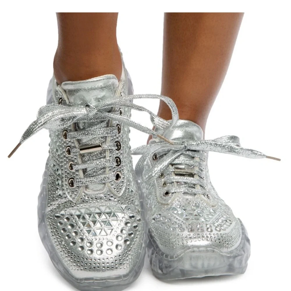 La Sheelah Size 6 Tennis Shoes Rare Mirror‎ Studded Bling *Like New*